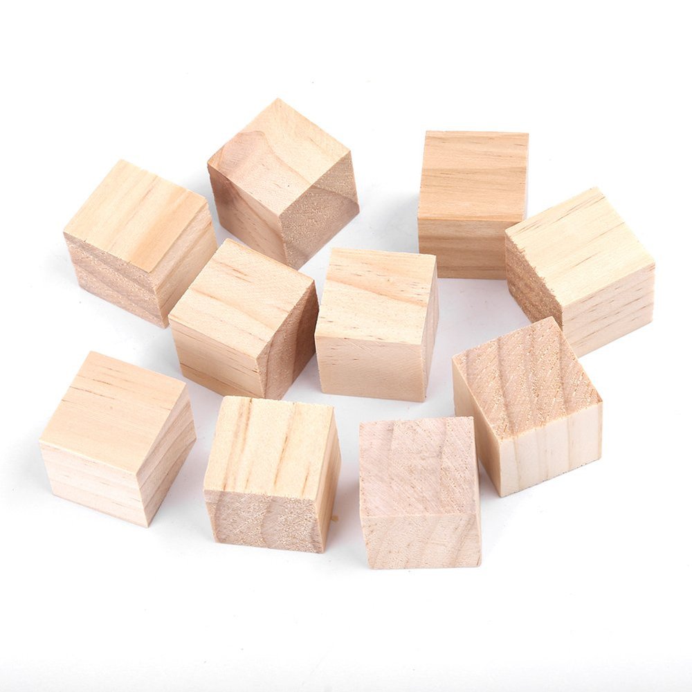 10 Pcs 0.98 inch Wooden Cubes, Square Wooden Blocks Unfinished Pine Cubes for DIY Crafts Handmade Woodcrafts(25mm, 10Pz)