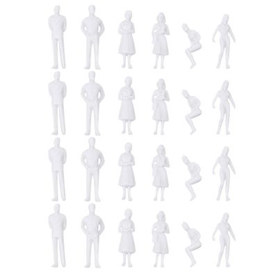 SUPVOX the Uncolored Model Miniature White People Figures 50 Pcs Plastic Figurines for Architectural Landscape Model Train Layout 1.06 Inch