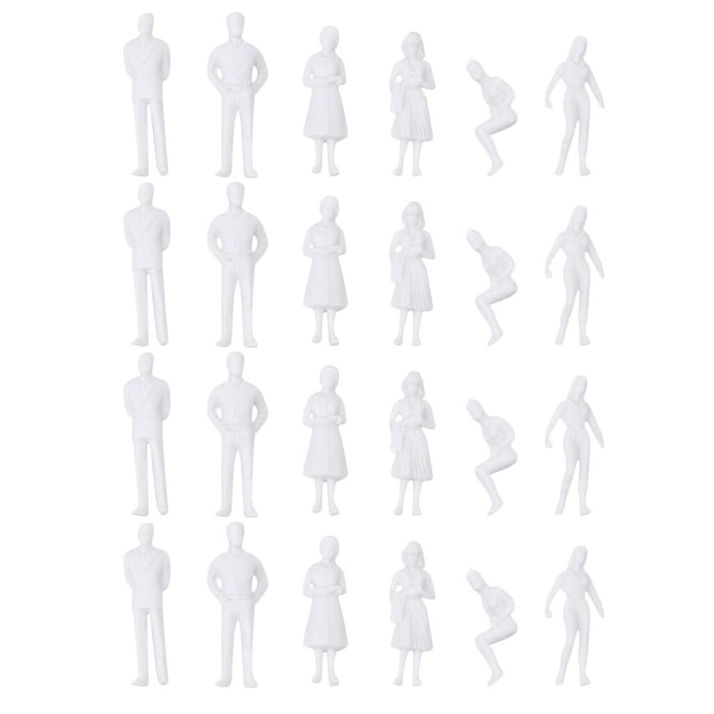 SUPVOX the Uncolored Model Miniature White People Figures 50 Pcs Plastic Figurines for Architectural Landscape Model Train Layout 1.06 Inch