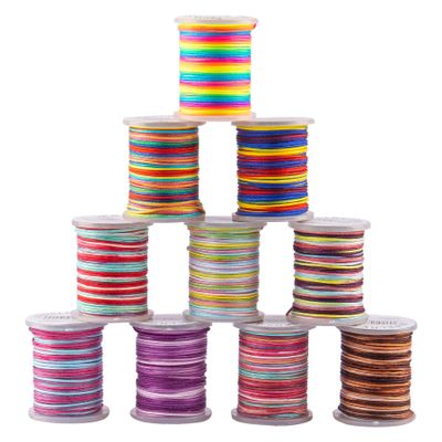 AUEAR, 10 Pack 0.8mm Rainbow Mixed Color Nylon Cord Chinese Colorful Sting Cords Knotting Macrame Thread for Jewelry Bracelets Craft Making