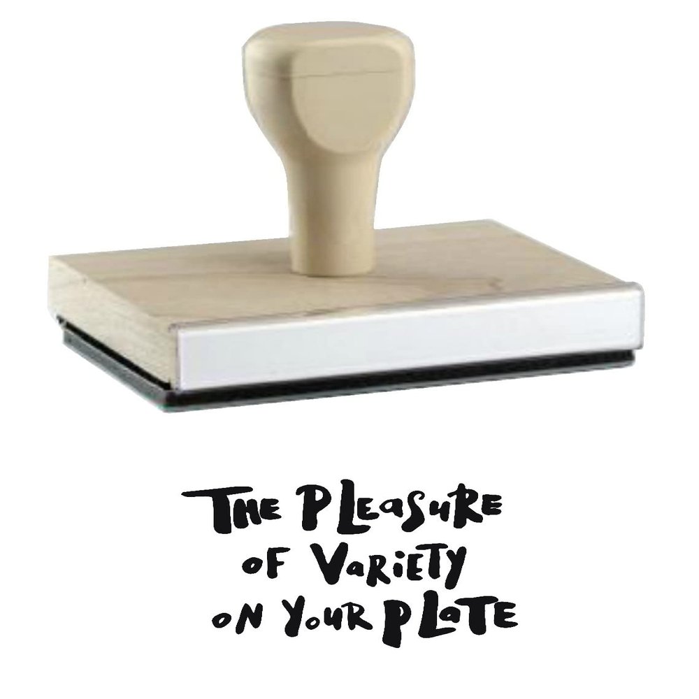 Infusion The Pleasure of Variety on Your Plate Rubber Stamp, 1 X 2'' Wood Stamp