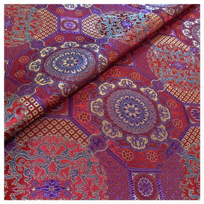 Silk Brocade Satin Fabric Wrapping Cloth 75cm 29'' Width Dragon Embroidered Dressmaking Fabric for Sewing DIY Crafts, Costume, Upholstery, Quilting(Size:2m,Color:red)