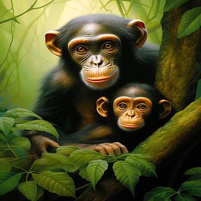 5D Diamond Art Painting Kits Monkey Mom Baby Full Drill Round Beads Diamond Art Gems Stone Cross Stitch DIY Diamond Art Painting by Number Kits Wall Decoration 14x14inch