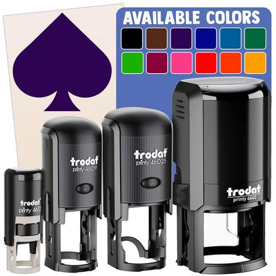 Card Suit Spades Self-Inking Rubber Stamp Ink Stamper for Stamping Crafting Planners - 1-1/2 Inch Large - Blue Ink