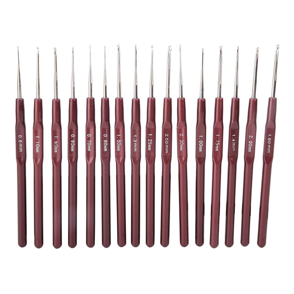 Crochet Hook Set, Stainless Steel Crochet Hook Plastic Handle Knitting Needles Ultra-Fine Lace Crochet Hook Set for Crochet Work