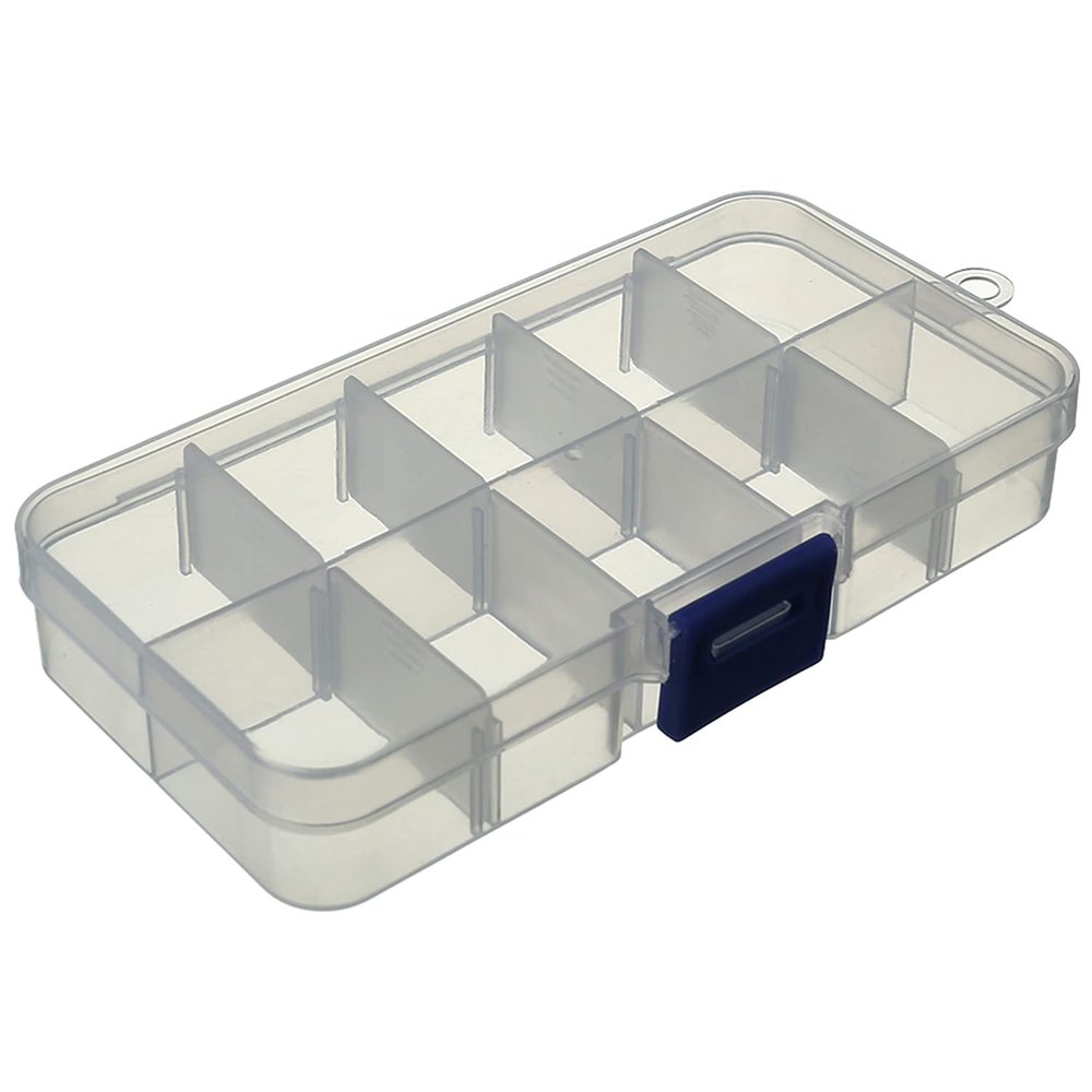 Bettomshin Clear Jewelry Box - Plastic Bead Storage Container, Earrings Storage Organizer with Adjustable Dividers, 10 Compartments
