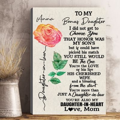 to My Daughter-in-Law I Did Not Get to Choose You That Honor was My Sons Mug - Custom Name Gift for My Daughter in Heart Portrait Canvas (8" x 12")