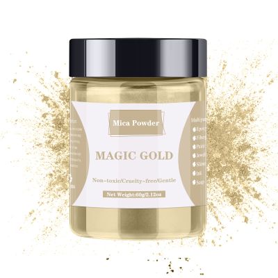 Mica Powder - 60g Mica Powder for Epoxy Resin - Pearl Pigment Powder Dye for Resin/Soap Making/Nails/Bath Bombs etc. (Magic Gold)