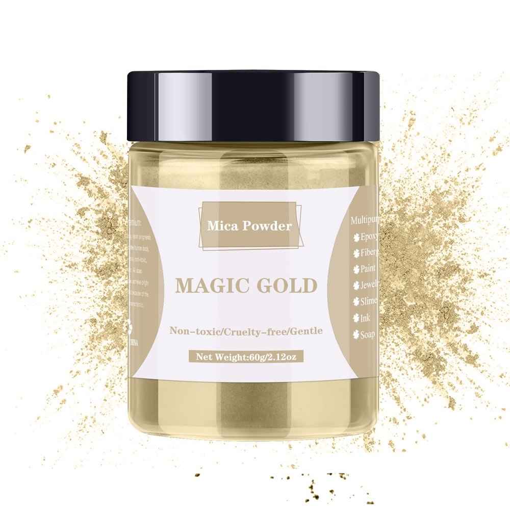 Mica Powder - 60g Mica Powder for Epoxy Resin - Pearl Pigment Powder Dye for Resin/Soap Making/Nails/Bath Bombs etc. (Magic Gold)