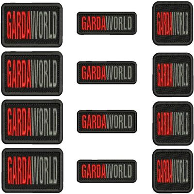 GARDAWORLD Embroidery Patch 2x3 2x2 and 1x3 Hook ON Back BLK/RED/Gray - Embroidery Patch for Jacket Hat Backpack