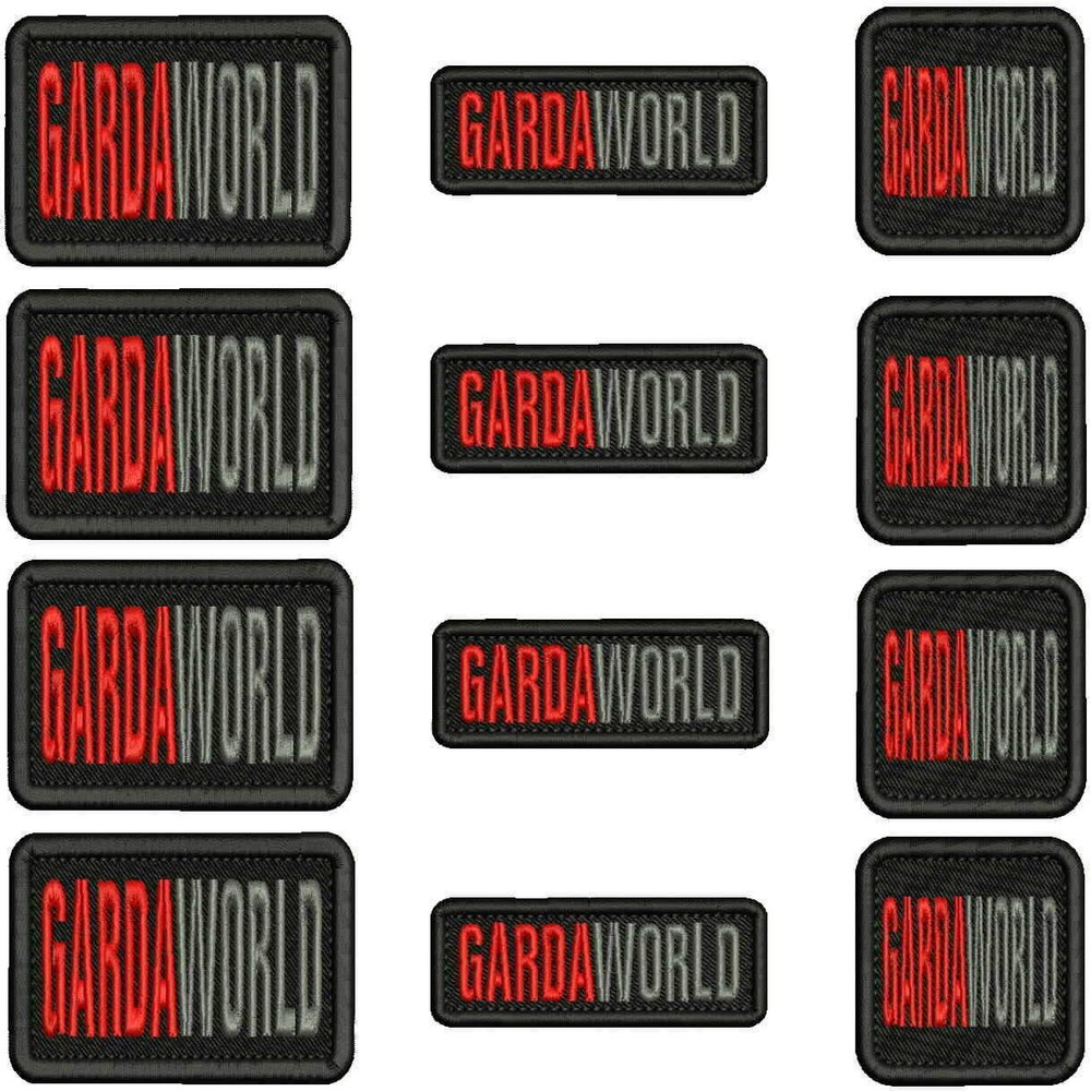GARDAWORLD Embroidery Patch 2x3 2x2 and 1x3 Hook ON Back BLK/RED/Gray - Embroidery Patch for Jacket Hat Backpack