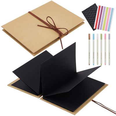 Jutieuo Scrapbook Album 6x8 Inch Small Photo Album with DIY Accessories Set, Stretchable Folding Kraft Paper Memory Book for Wedding Anniversary (Black)
