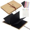 Jutieuo Scrapbook Album 6x8 Inch Small Photo Album with DIY Accessories Set, Stretchable Folding Kraft Paper Memory Book for Wedding Anniversary (Black) view 1