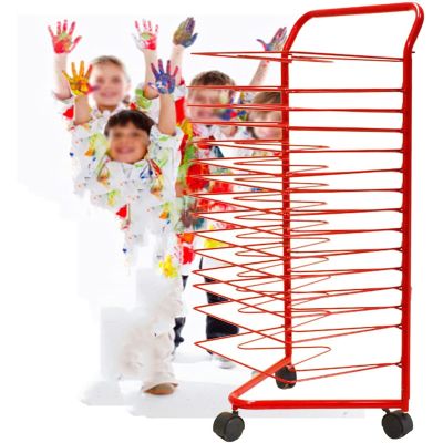 Art Drying Rack for Classroom Drying RackArt Drying Rack for Art Metal Wire Work Display Rack, Art Carts with Wheels for Classroom Art Studios and Home Use. Drying & Print Racks (Color : Red)