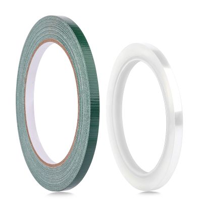 SAVITA 2 Rolls 1/4inch Wide Floral Arrangement Tape, Waterproof Floral Tape Craft Florist Tape for Bouquets Stem Vases Artificial Flowers Wreath Floral Arrangement Supplies (Green and Transparent)