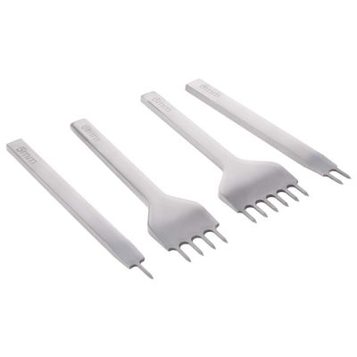 Heyiarbeit Leather Stitching Punch White Steel,Prong Pitch 6mm,1/2/4/6 Prong DIY Craft Handwork Tools, Hole Chisel,Graving Stitch Punch Craft Kits 1 Pcs