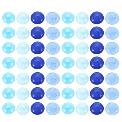 1 Bag Tiles Glass Marbles Round Flat Tile Beads Aquarium Pebbles Vase Filler Beads for DIY Craft Blue