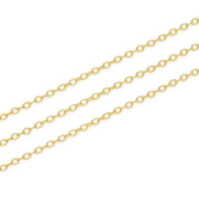 Adabele 33 Feet Tarnish Resistant 18K Yellow Gold Plated Diamond Cut Flat Cable Chain Link 1.5mm Small Thin Bulk Unfinished for DIY Craft Jewelry Making BK10-F2