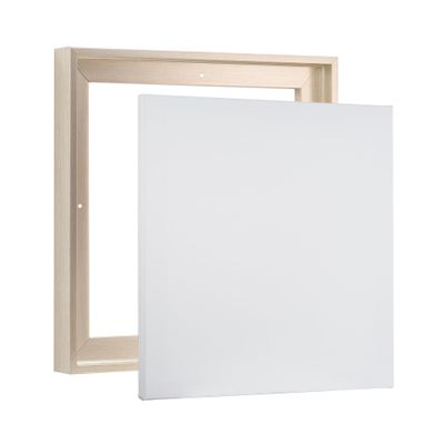 Combo Pack: Floater Frame + 36x36 inch Stretched Canvas for Painting, 1-3/8" Thick Frame + 3/4" Deep Blank Canvas with 12oz Primed 100% Cotton Canvas Fabric (Champagne, 36 x 36 inch)