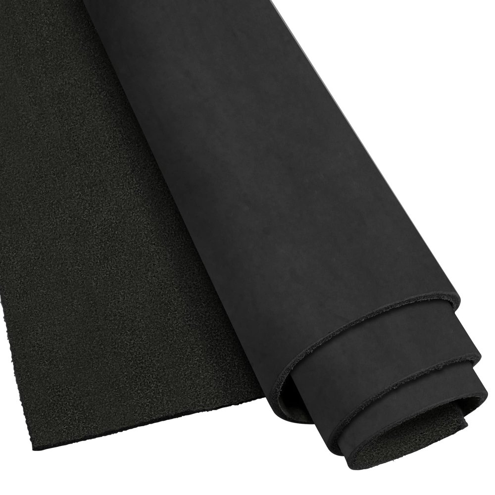 ELW Crazy Horse Leather 5-6 OZ (2-2.4mm) | Black | Pre-Cut 8"x24" 2PCS | Full Grain Cowhide Handmade Leather for DIY, Crafts, Sheaths, Sewing, Workshop