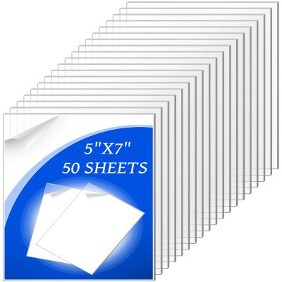 Youyole 50 Pcs 5x7 Inch Clear Acrylic Sheets 1mm/0.04" Thick Blank Panel Transparent Plastic Board for Picture Frame Glass Replacement, DIY Craft, Laser Engraving, Painting, Wedding Party Decor