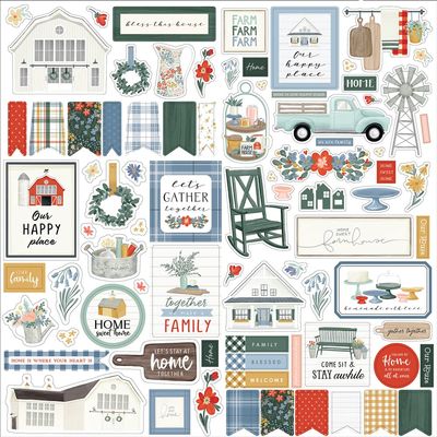 Echo Park Paper Company Farmhouse Summer Element Sticker White 12-x-12-Inch