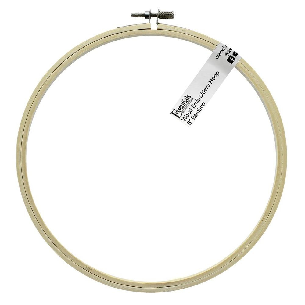 Essentials by Leisure Arts 8 Inch Bamboo Embroidery Hoop with Adjustable Tension Screw, Smooth Lightweight Hoop for Cross Stitch, Needlepoint, Quilting and Sewing
