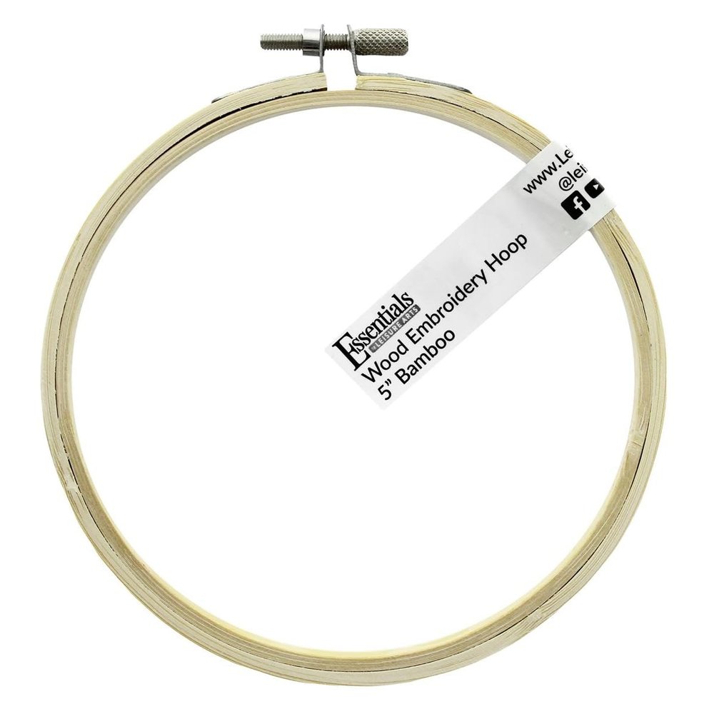 Essentials By Leisure Arts Wood Embroidery Hoop 5" Bamboo - Wooden Hoops for Crafts - Embroidery Hoop Holder Cross Stitch Cross Stitch Hoops and Frames