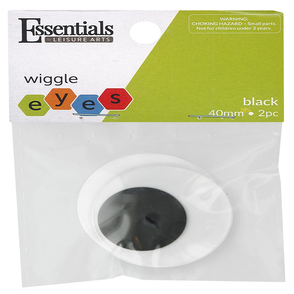 Essentials By Leisure Arts Eyes Paste On Moveable 40Mm Black 2Pc Googly Eyes, Google Eyes for Crafts, Big Googly for Crafts, Wiggle Eyes, Craft