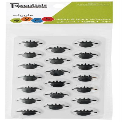 Essentials By Leisure Arts Eyes Sticky Back with Lashes 4" Black & White 2Pc Googly Eyes, Google Eyes for Crafts, Big Googly for Crafts, Wiggle Eyes, Craft