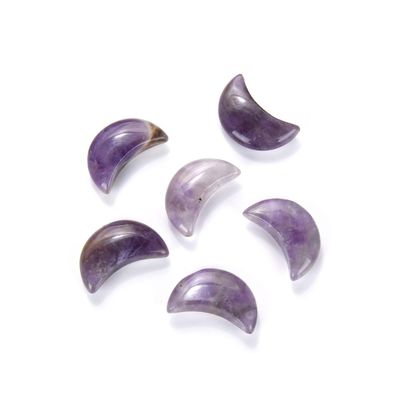 Adabele 8pcs Natural Purple Amethyst 18mm Hand Carved Moon Pendant Healing Gemstone Loose Rock Crystal Drop for Women Men Jewelry Making G3P-A2
