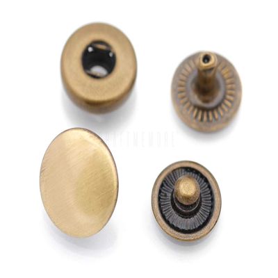 CRAFTMEMORE 10 Pack Snap Fasteners Color Plated Solid Brass Metal Snaps Heavy Duty Press Stud S-Spring Poppers Button VT1#888 (8 mm, Brushed Brass)