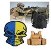 2 PCS AliPlus Ukraine Flag Patches Skull Embroidered Tactical Military Morale Patch Applique Fastener Hook and Loop(Skull) view 4