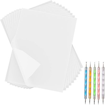 50 Sheets Carbon Paper White Graphite Paper Transfer Tracing Paper and 5 Pieces Ball Embossing Styluses for Wood, Paper, Canvas and Other Art Craft Surfaces (White-50)