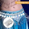10 Yards Tassel Belly Chain, 10 Yards Belly Dance Chain Sequin, Belly Dance Tassel Belt Round Coin Hip Scarf National Clothes Supplies Accessories(Silver) view 2