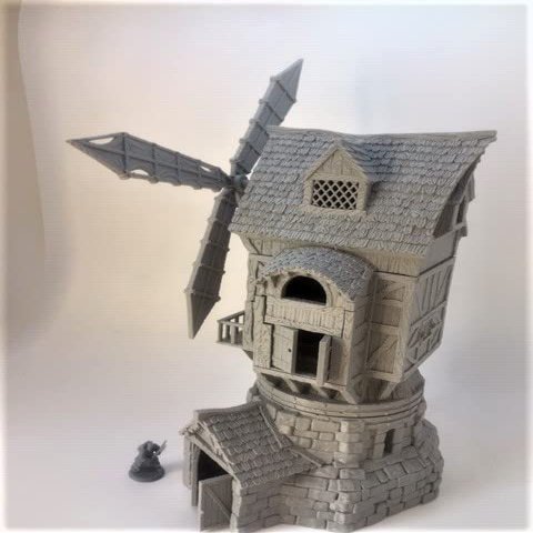 HERO Creations Windmill 1:28 - RPG - Fantasy Game - Pathfinder - Lord of The Ring - Figurine Miniature (Gray/Unpainted)