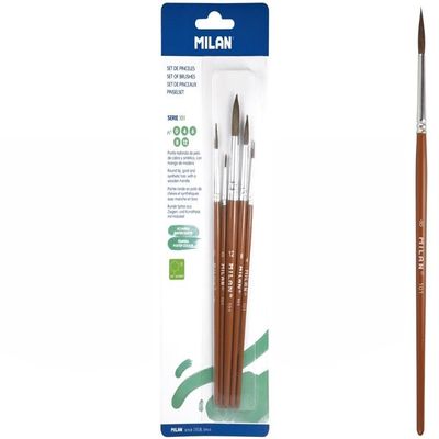 Blister Pack of 5 Round Brushes (Goat Hair and Synthetic) Series 101 No. 0,4, 6, 8 and 12