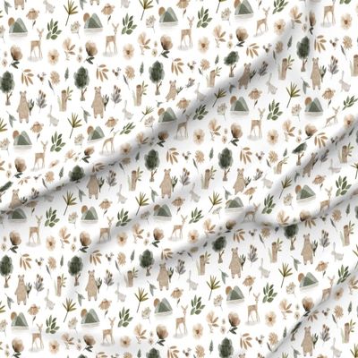 Spoonflower Fabric - Woodland Flowers Floral Deer Forest Girl Bear Printed on Minky Fabric by The Yard - Sewing Baby Blankets Quilt Backing Plush