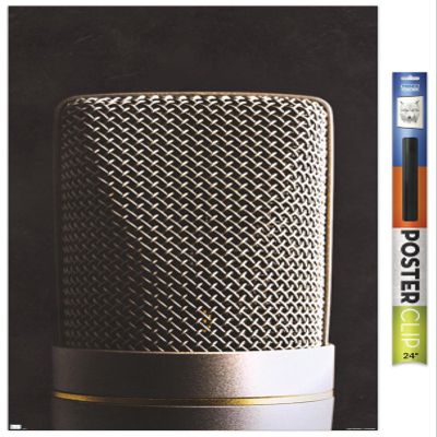 Trends International Tom Quartermaine - Retro Microphone Wall Poster, 22.375" x 34", Premium Poster & Clip Bundle