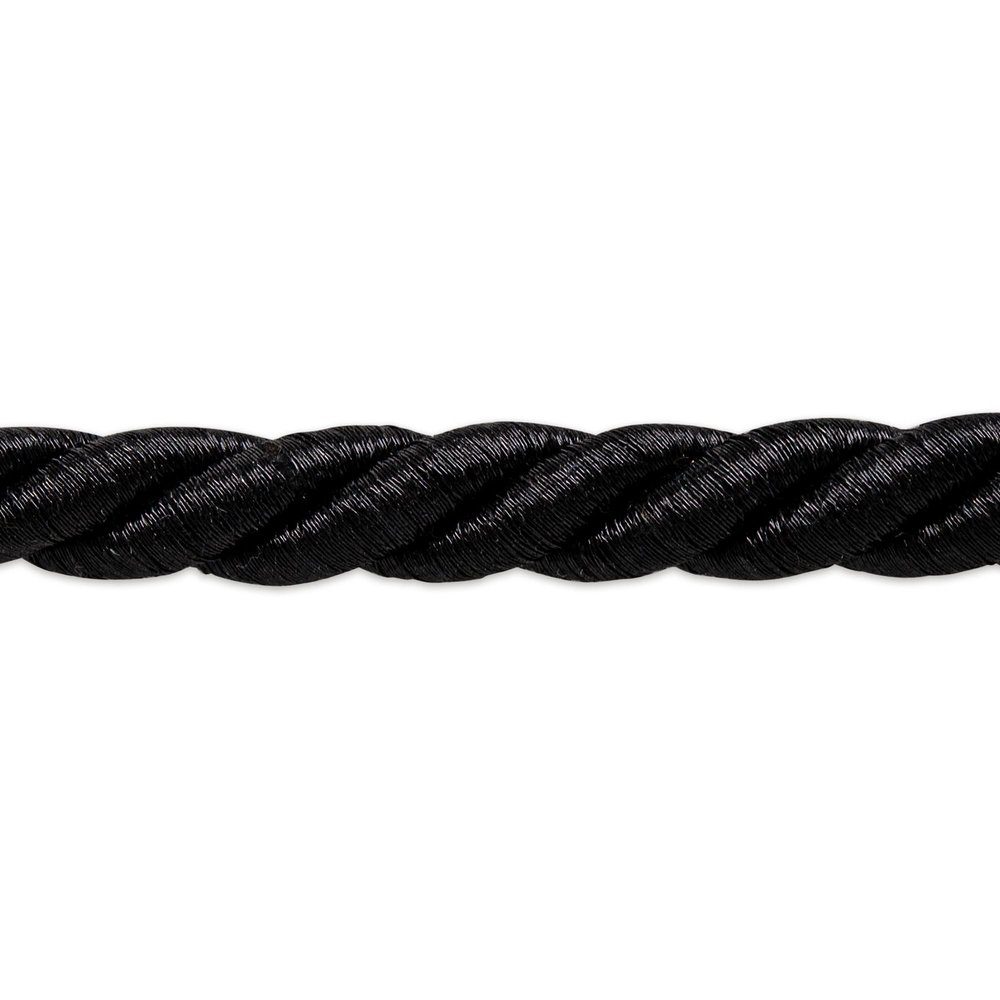 Trims by the Yard Holly 3/8" Metallic Twisted Cord Trim, Versatile Trim for DIY Crafts, Picture Frames, Home Decor, and Fashion Items, 10-Yard Cut, Metallic Black