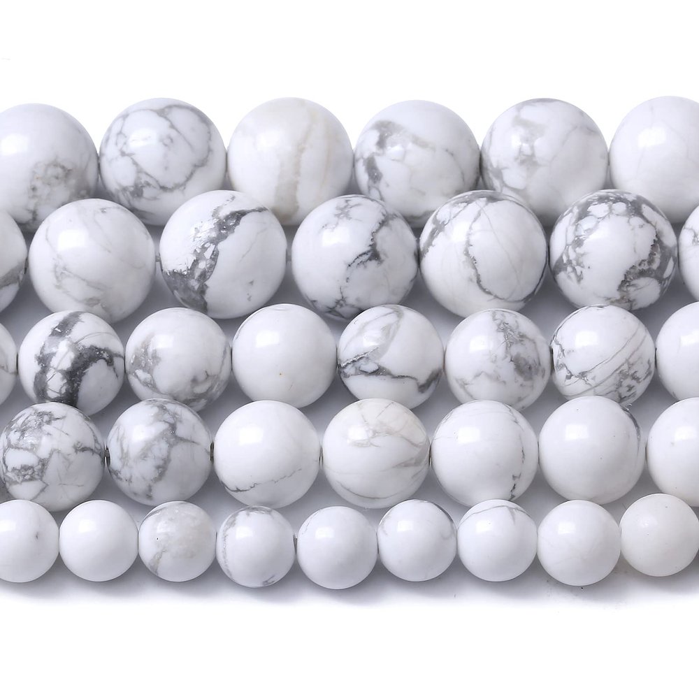 38pcs 10mm AAA Natural Stone Beads White Howlite Turquoises Round Loose Beads for Jewelry Making DIY Bracelet (White Howlite Turquoises, 10mm)