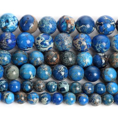 Gfsdjalkj Natural Stone Beads Royal Blue Emperor Stone Loose Beads for Jewelry Making Needlework DIY Bracelet Strand 4-12 MM Handmade Crafts (Item Diameter : 4mm About 92 pcs)