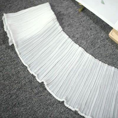 HZLXF1 lace 4meter Long Chiffon Pleated Lace Organ Pleated Lace Suitable for Sleeves Baby Skirt Skirt Decoration Clothing Accessories 10cm Wide lace Trim (Color : White)