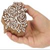 IBA Indianbeautifulart Textile Printing Block Rose Hand Carved Wooden Stamp Wood Block Printing Textile Stamps for Fabric/Pottery Blocks,4 Inch view 4