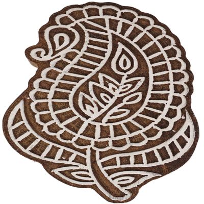 IBA Indianbeautifulart Textile Printing Block Paisley Hand Carved Wooden Stamp Wood Block Printing Textile Stamps for Fabric/Pottery Blocks,5 Inch