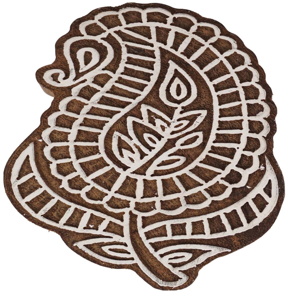 IBA Indianbeautifulart Textile Printing Block Paisley Hand Carved Wooden Stamp Wood Block Printing Textile Stamps for Fabric/Pottery Blocks,5 Inch