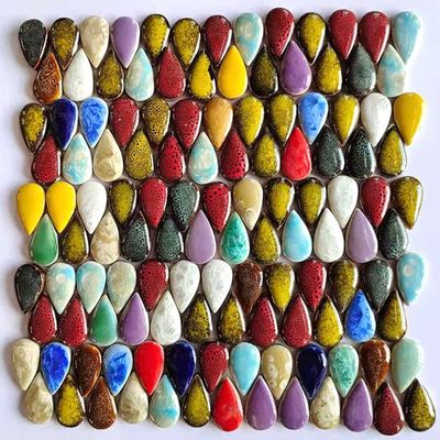 1 Pound Ceramics Mosaic Tiles Random Color Big Raindrops Shape Mosaic Ceramics Pieces for DIY Crafts Home Decoration(19x38mm)