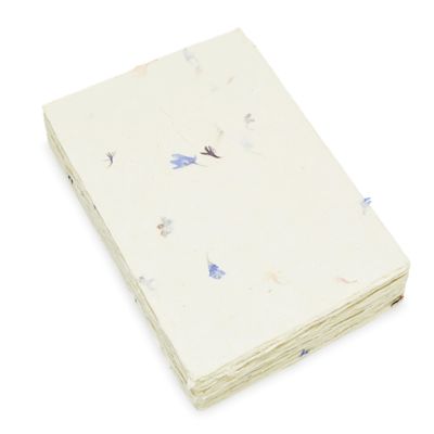 Handmade Lokta Card Stock 5x7 Inch Paper with Petal Flourish and Deckle Edge. Tree-free Lokta Paper for Vintage Stationery, Printing, and Decorative Invitations (50 Sheets, Cornflower)