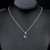Vsoruln Fashion Necklace 925 Sterling Silver White/Red/Purple/Blue/White Gold Plated Ladies Crystal Diamond Pendant Necklace (Red) view 3
