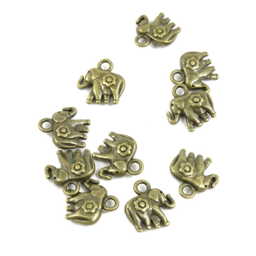 40 PCS Antique Bronze Plated Jewelry Making Charms Findings Bulk Wholesale 004978 Thai Elephant
